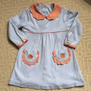 Striped Blue and Orange AVAVINI Pumpkin Kids Dress
